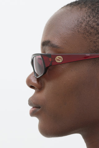 Gucci Red 455/N/S Rectangular Sunglasses