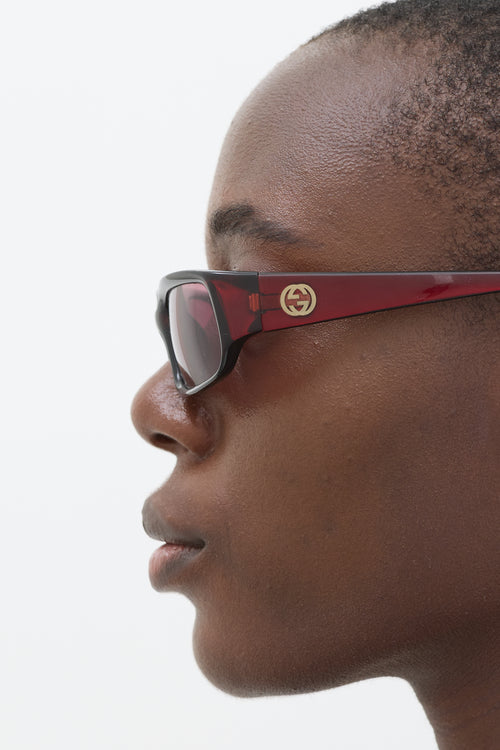 Gucci Red 455/N/S Rectangular Sunglasses