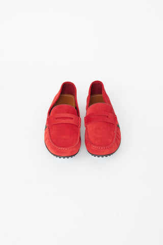 Gucci Red Suede Striped Loafer