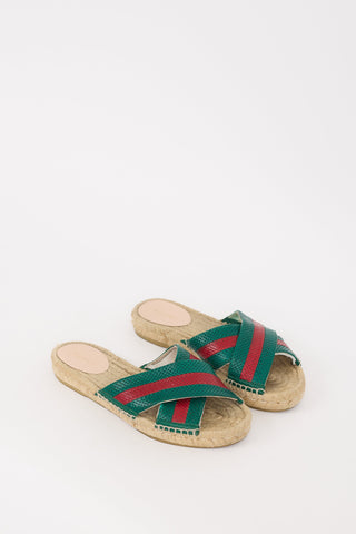 Gucci Beige 
Multi Signature Web Espadrille Slide