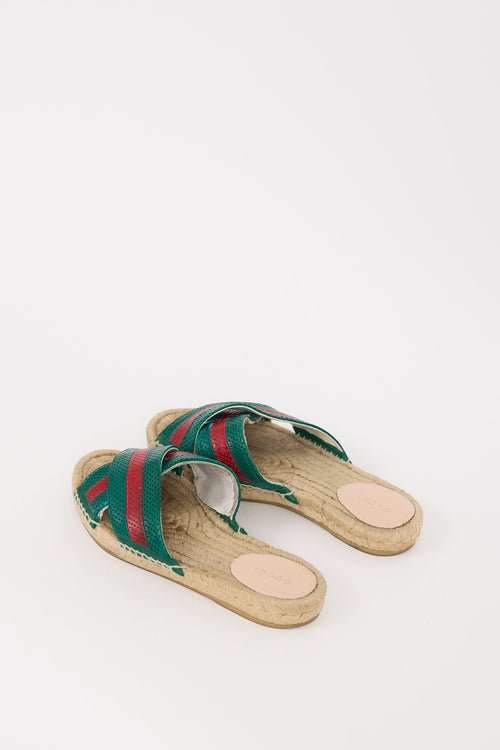 Gucci Beige 
Multi Signature Web Espadrille Slide