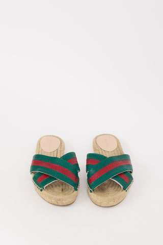 Gucci Beige 
Multi Signature Web Espadrille Slide