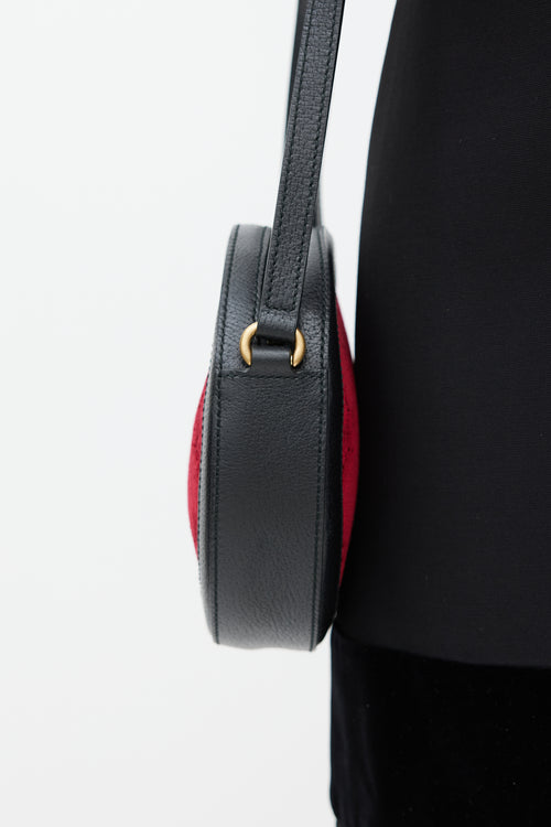 Gucci Black 
Red Velvet Ophidia Circular Bag