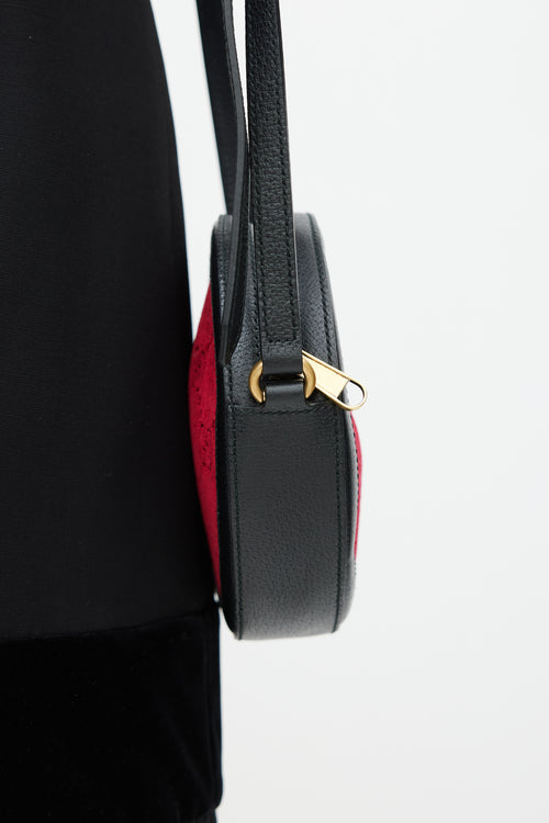 Gucci Black 
Red Velvet Ophidia Circular Bag