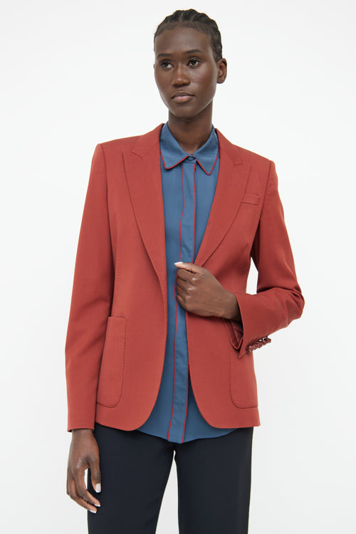 Gucci Orange Weave Button Blazer