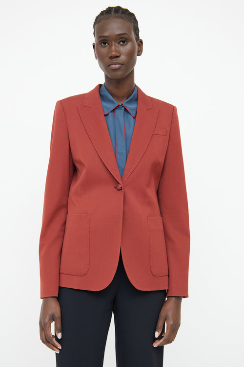 Gucci Orange Weave Button Blazer