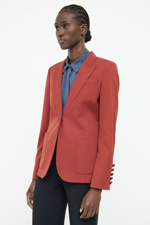 Gucci Orange Weave Button Blazer