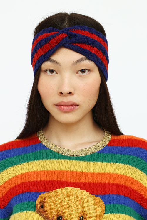 Gucci Blue 
Red Sylvie Web Knit Headband