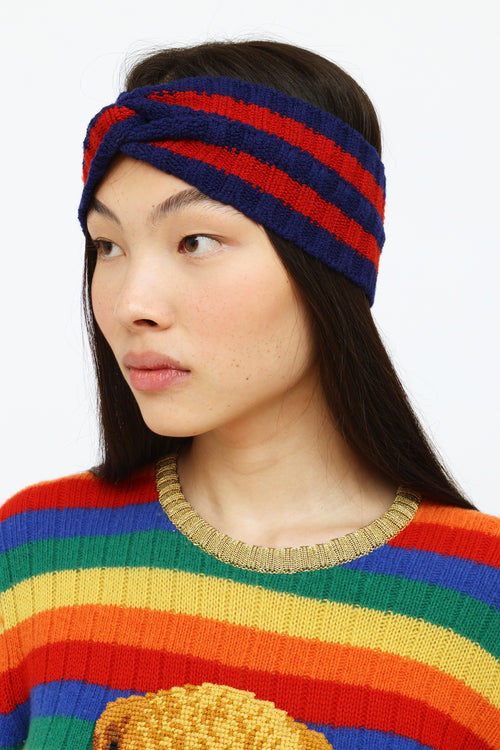 Gucci Blue 
Red Sylvie Web Knit Headband