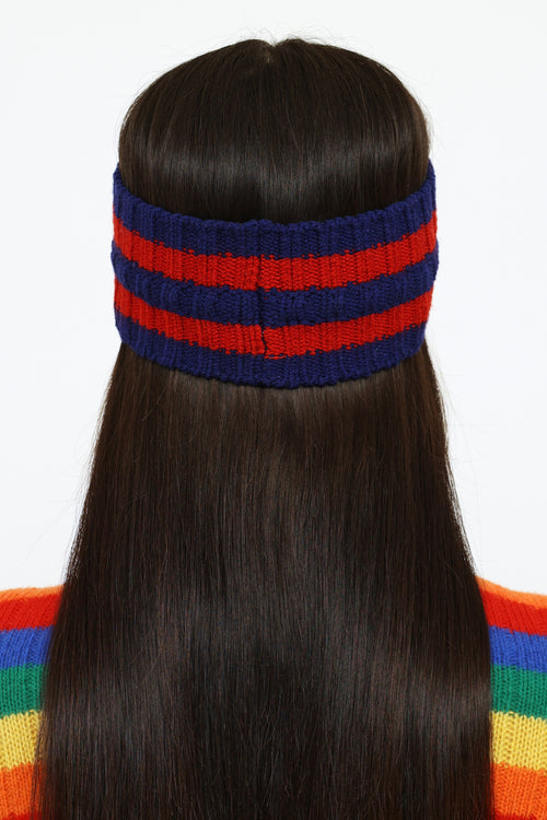 Gucci Blue 
Red Sylvie Web Knit Headband