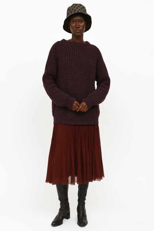 Gucci Burgundy Wool 
Cashmere Knit Sweater