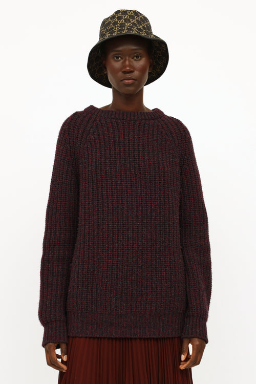 Gucci Burgundy Wool 
Cashmere Knit Sweater