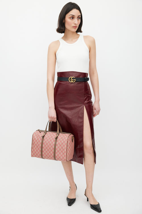 Gucci Red 
Brown Monogram Joy Boston Bag