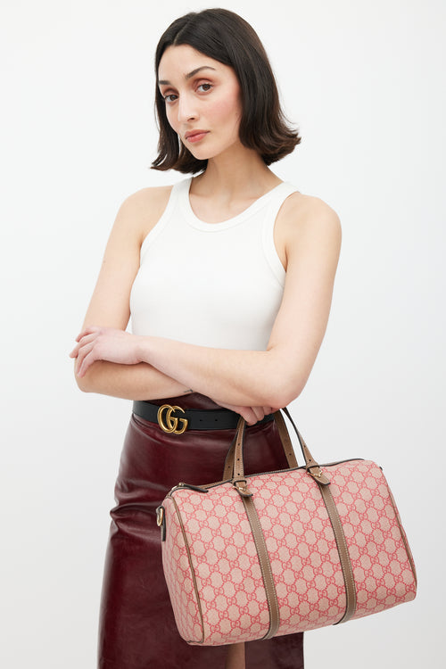 Gucci Red 
Brown Monogram Joy Boston Bag