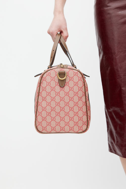 Gucci Red 
Brown Monogram Joy Boston Bag