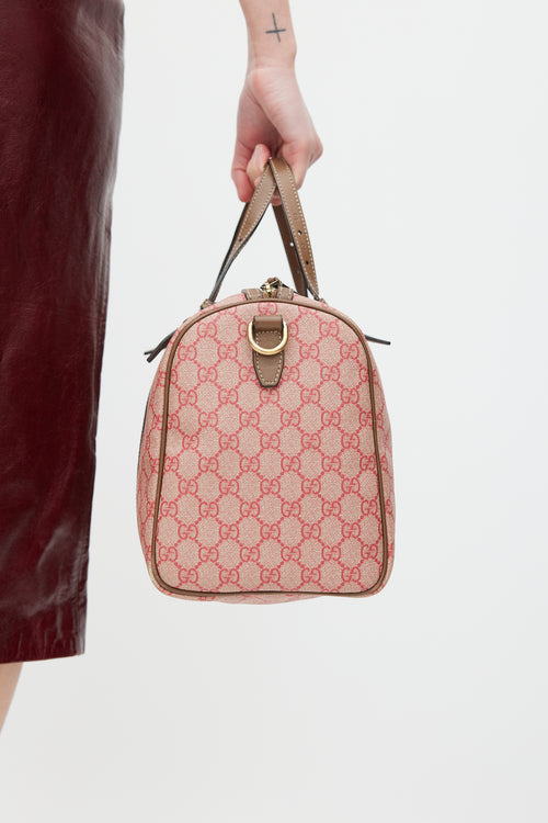 Gucci Red 
Brown Monogram Joy Boston Bag