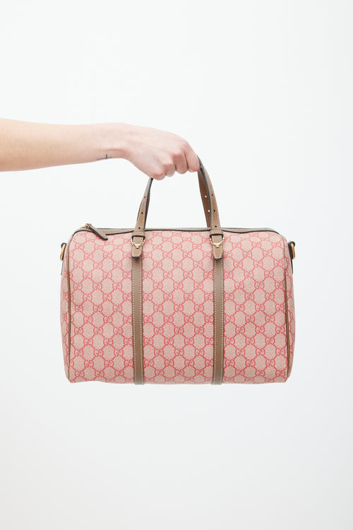 Gucci Red 
Brown Monogram Joy Boston Bag