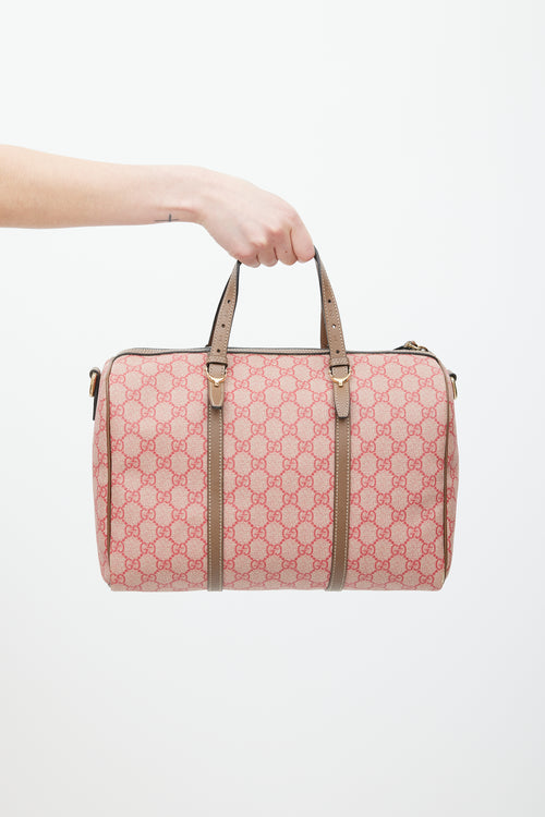 Gucci Red 
Brown Monogram Joy Boston Bag