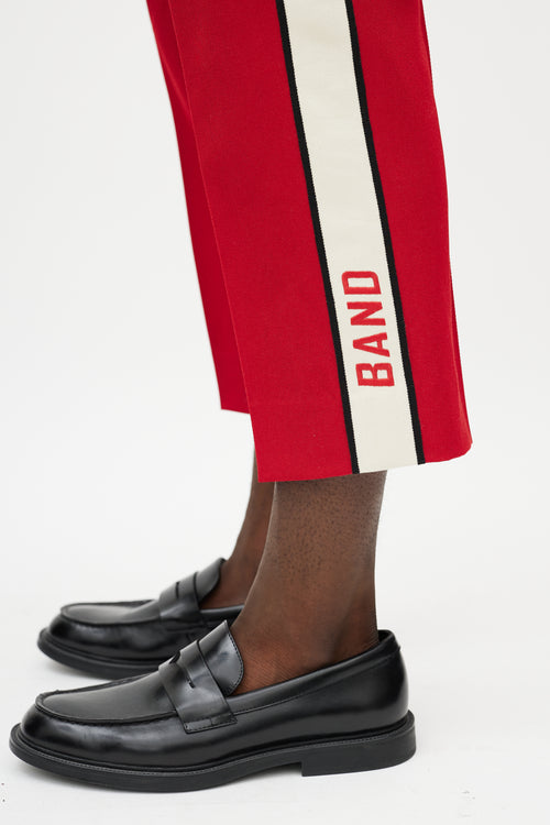 Gucci Red 
Cream Cropped Band Logo Trouser