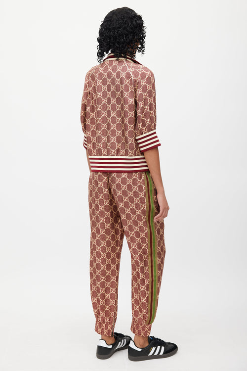 Gucci Red 
Cream GG Supreme Monogram Track Suit