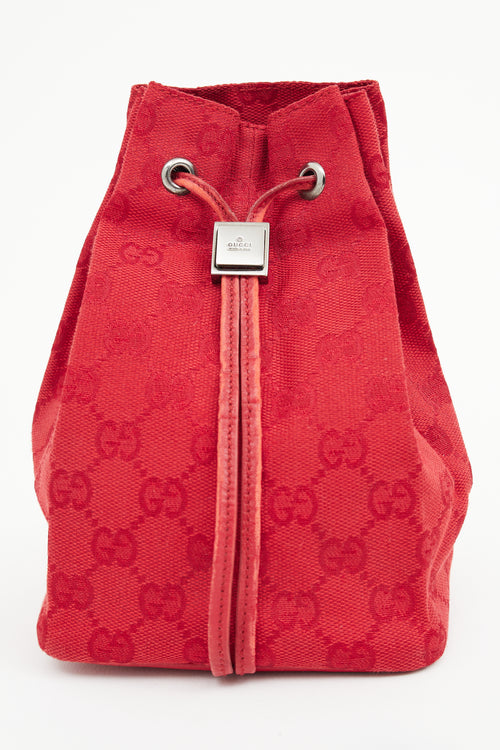 Gucci Red GG Canvas Drawstring Pouch