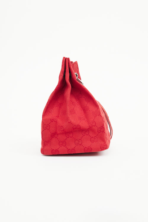 Gucci Red GG Canvas Drawstring Pouch