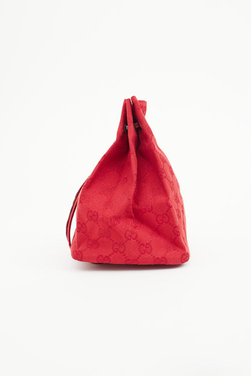 Gucci Red GG Canvas Drawstring Pouch