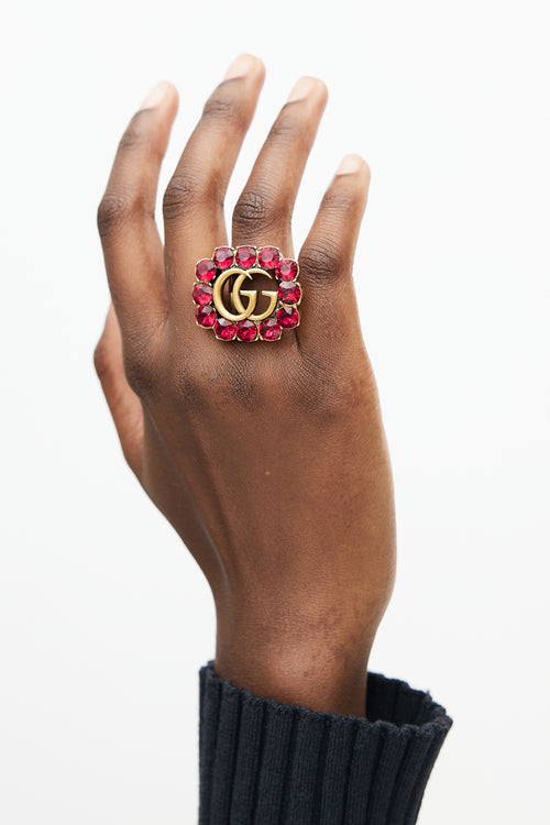 Gucci Red 
Gold Jewel GG Ring