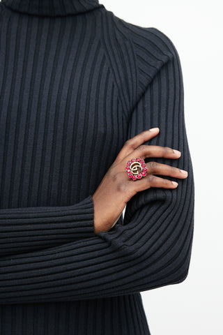 Gucci Red 
Gold Jewel GG Ring