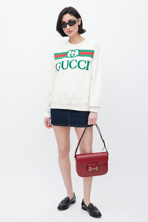 Gucci Red Leather 1955 Shoulder Bag