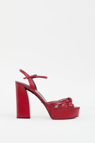 Gucci Red Leather Allie Knotted Platform Heel