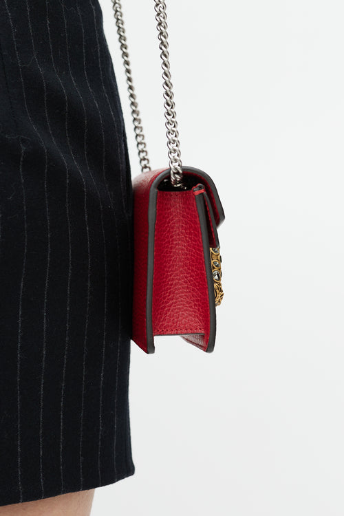 Gucci Red Leather Dionysus Super Mini Crossbody Bag