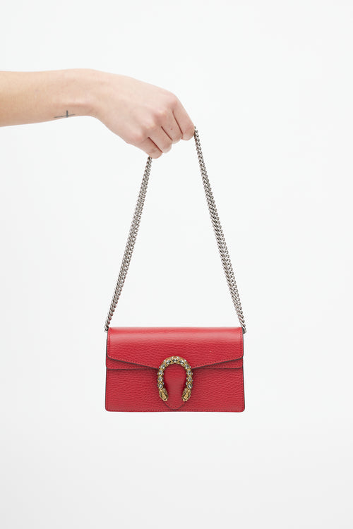 Gucci Red Leather Dionysus Super Mini Crossbody Bag