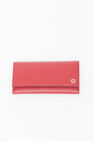 Gucci Red Leather Interlocking G Bifold Wallet