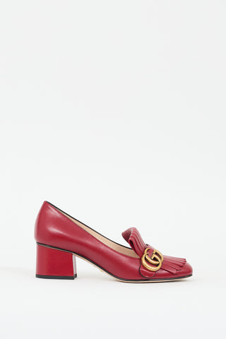 Gucci Red Leather Marmont Fringe GG Pump