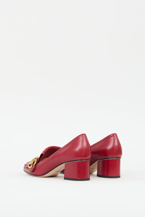 Gucci Red Leather Marmont Fringe GG Pump