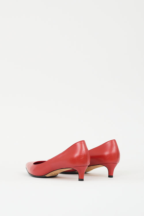 Gucci Red Leather Pointed Toe Pump