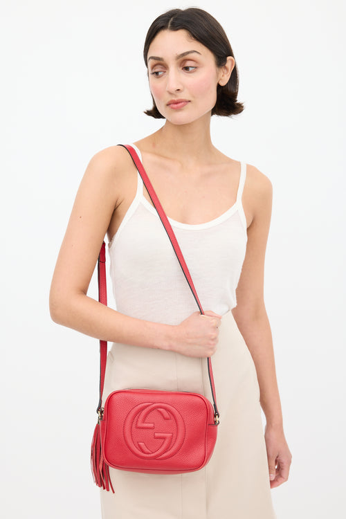 Gucci Red Leather Soho Disco Crossbody Bag