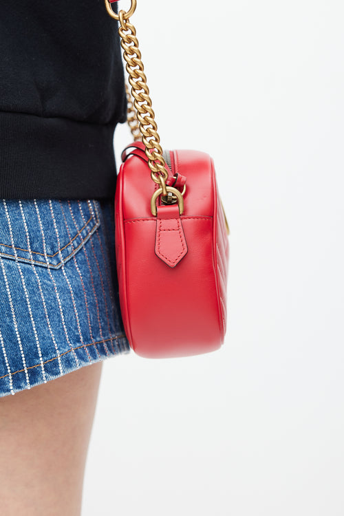 Gucci Red Matelassé GG Marmont Small Crossbody Bag