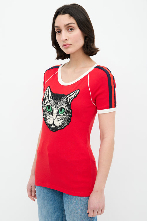 Gucci Red 
Multi Embroidered Graphic Patch T-Shirt