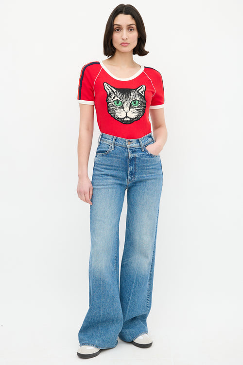 Gucci Red 
Multi Embroidered Graphic Patch T-Shirt