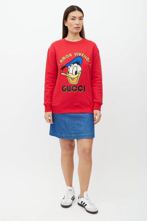 Gucci X Disney Red 
Multicolour Logo Sweatshirt