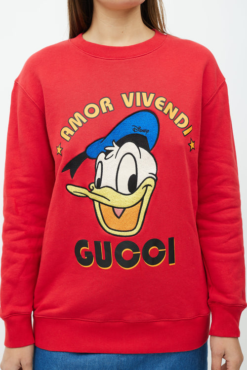 Gucci X Disney Red 
Multicolour Logo Sweatshirt