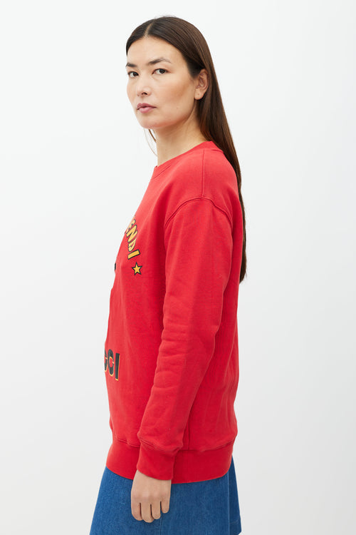 Gucci X Disney Red 
Multicolour Logo Sweatshirt