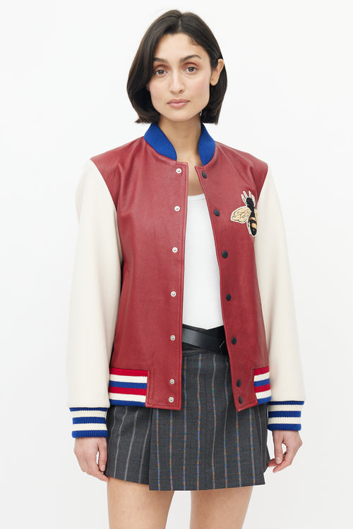 Gucci Red 
Multicolour Blind For Love Varsity Jacket