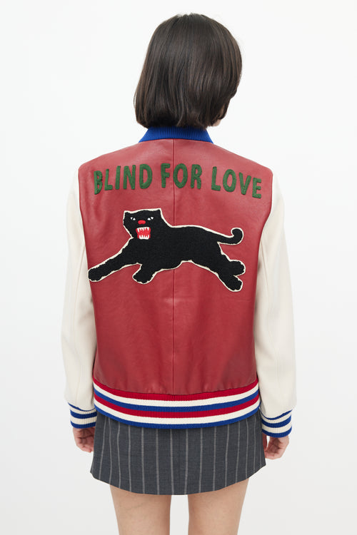 Gucci Red 
Multicolour Blind For Love Varsity Jacket