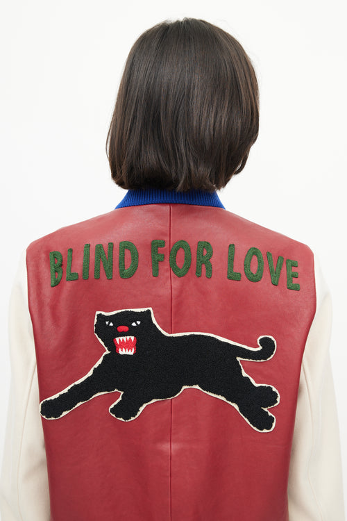 Gucci Red 
Multicolour Blind For Love Varsity Jacket