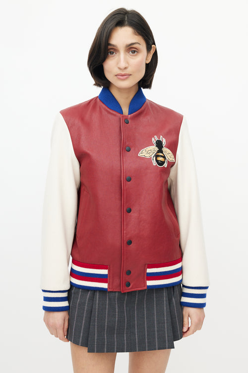 Gucci Red 
Multicolour Blind For Love Varsity Jacket