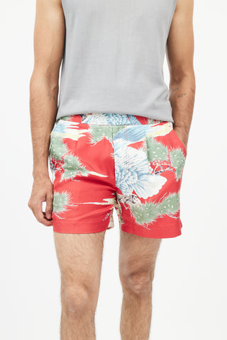 Gucci Red 
Multicolour Floral Silk Short