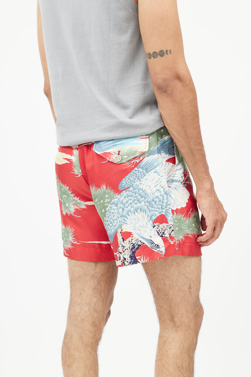 Gucci Red 
Multicolour Floral Silk Short